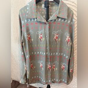 Vintage VTG 80’s Lady Reiner Cowgirl Couture Western Print Women's size L green